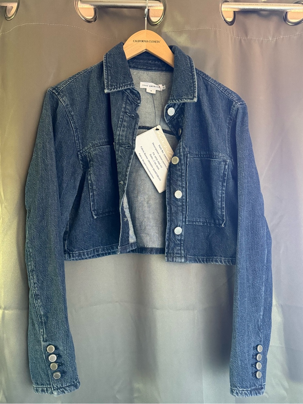 Good American Dark Blue Cropped Jean Jacket